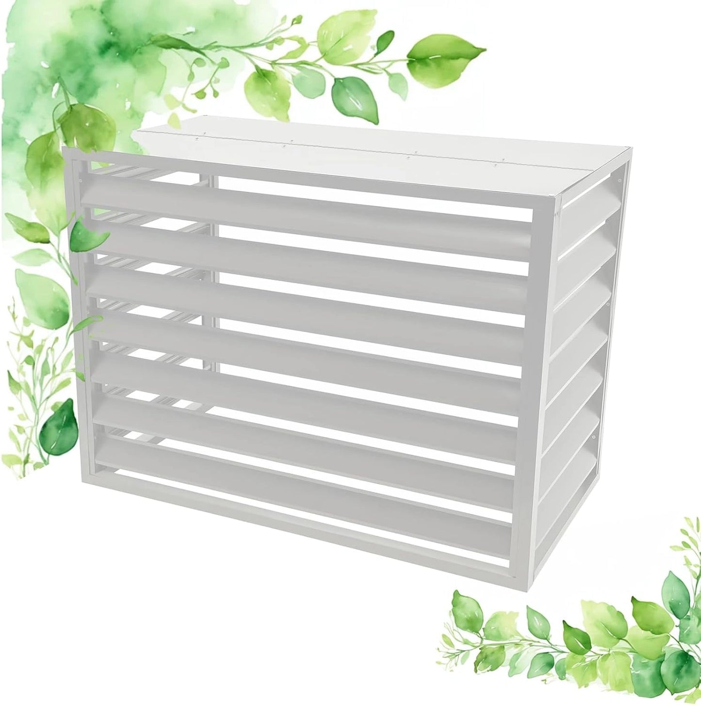 Couvercle de pompe à chaleur à air - Couvercle en aluminium pour climatiseur - Clôture de climatisation - Clôture d'intimité - Blanc - Dessus
