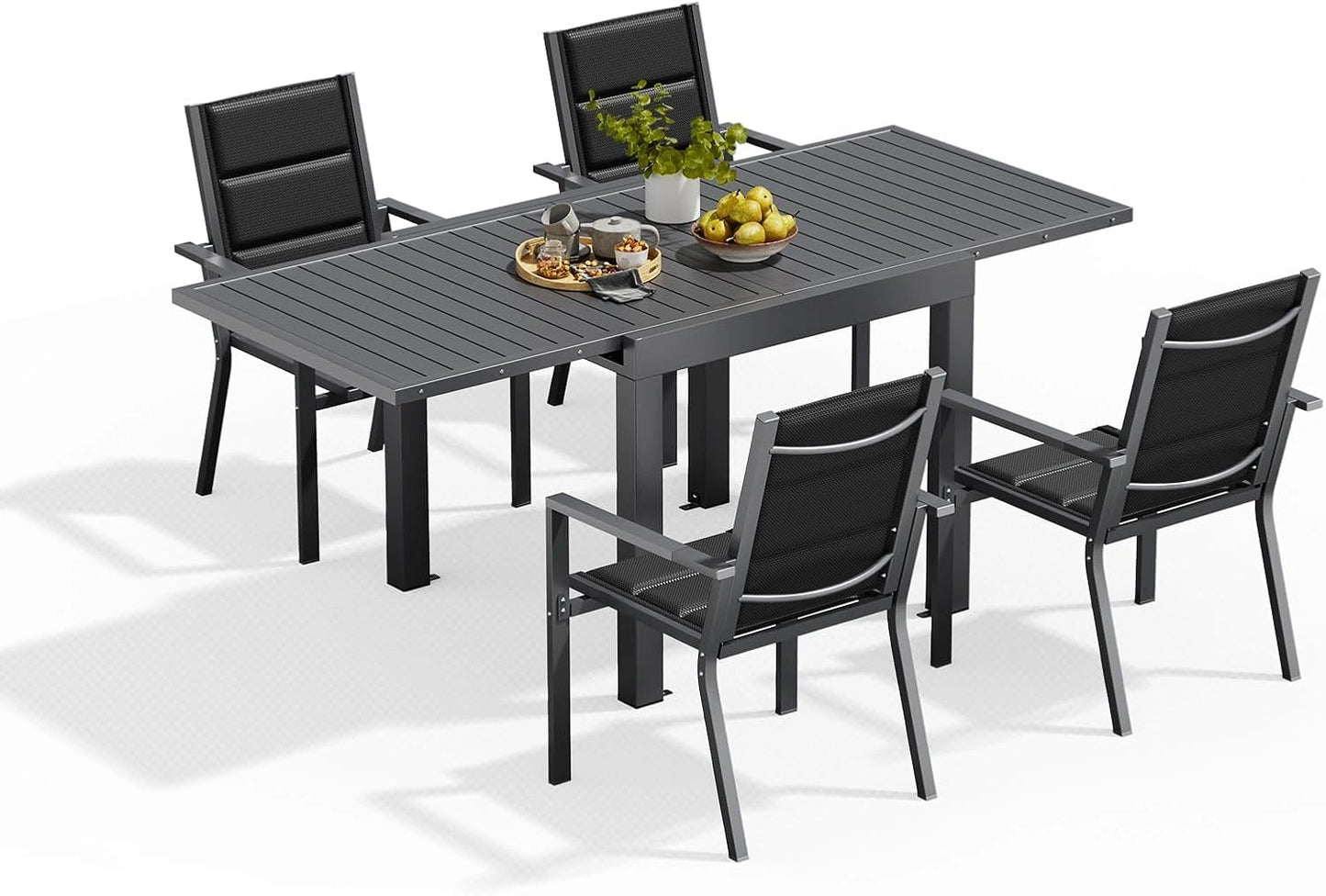 Devoko Salon de Jardin Exterieur 4 Personnes, Gris Foncé, 4+1 Mobilier de Jardin Aluminium, Salon de pour Balcon