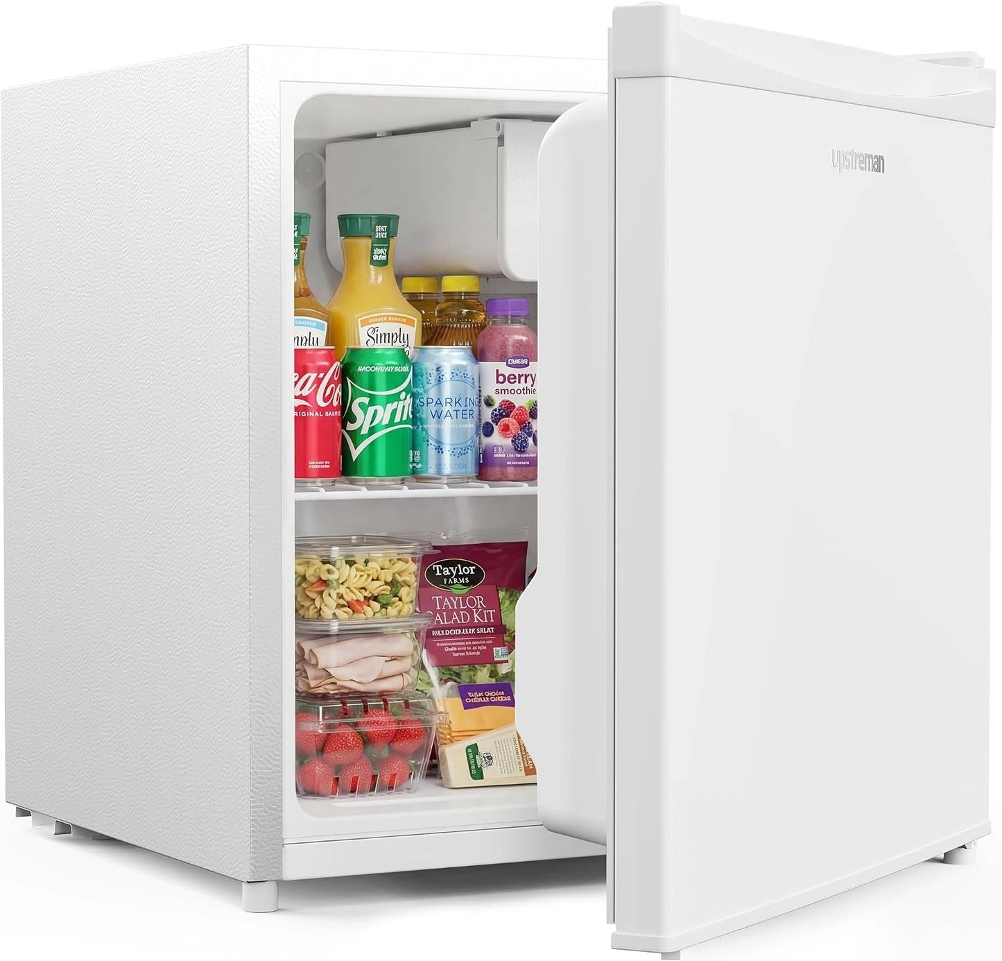 Upstreman Mini Réfrigérateur 46 L, Blanc-FR17, Mini Frigo avec Congélateur, Thermostat Réglable, Économie d'Énergie, Porte Réversible, pour Chambre