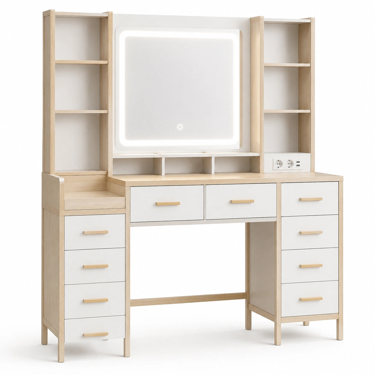 coiffeuse-120-cm-avec-miroir-et-eclairage-led-reglable-9-tiroirs-et-etageres-ouvertes-blanc-lvoois5279kc