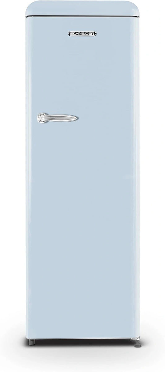 SCHNEIDER SCCL329VBL, Bleu, Réfrigérateur 1 porte Vintage, 337 L, 4 clayettes verre, Froid brassé, Dégivrage automatique, Pose libre, Joints amovibles
