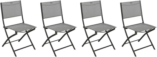HESPERIDE - Lot de 4 Chaises de Jardin Pliantes Modula Gris Galet - Acier Traité Epoxy Texaline - Dim 46 x 52 x 87 cm - Meuble d'Extérieur