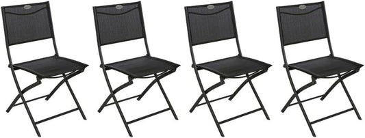 HESPERIDE - Lot de 4 Chaises de Jardin Pliantes Modula Anthracite - Acier Traité Epoxy Texaline - Dim 46 x 52 x 87 cm - Meuble d'Extérieur