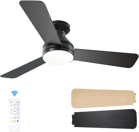 Passky Ventilateur de Plafond avec Lumière 107 cm Double Face Noir