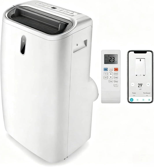 KOMFOTTEU Climatiseur Mobile Silencieux, 14000 BTU, 4 Modes, 3 Vitesses, 5 en 1 Rafraichisseur d'Air, Pour Pièces de 40㎡, Minuterie et Télécommand