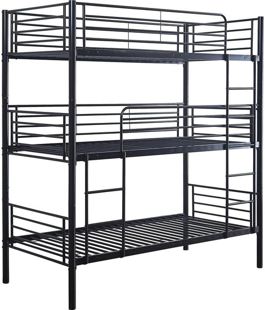 Habitat et Jardin Lit superposé en métal Triple Havin - 90 x 190 cm - Noir