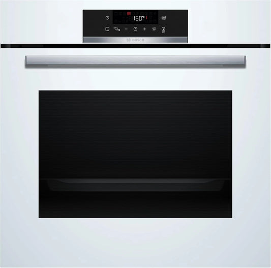 Bosch HBA572BW3F Série 4 - Four encastrable, Blanc, Classe d'efficacité énergétique A, HotAir 3D, Commande tactile LED, Pyrolyse, AirFry