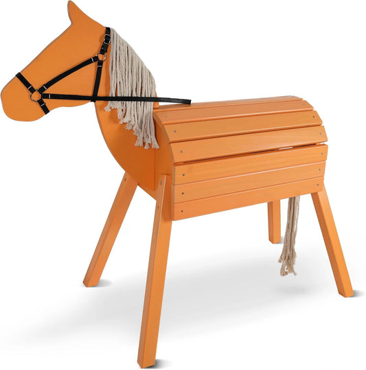 Pink Papaya Cheval en Bois XXL pour Jardin, Cheval d'Équitation, Jeu pour Enfants, 80 cm