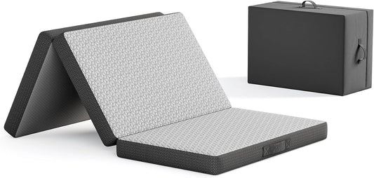 Vesgantti Matelas Pliable 90x190x10 cm avec Sac de Transport, Gris, Matelas d'Appoint Adulte en Mousse à Mémoire de Forme Gel, Voiture et Invités