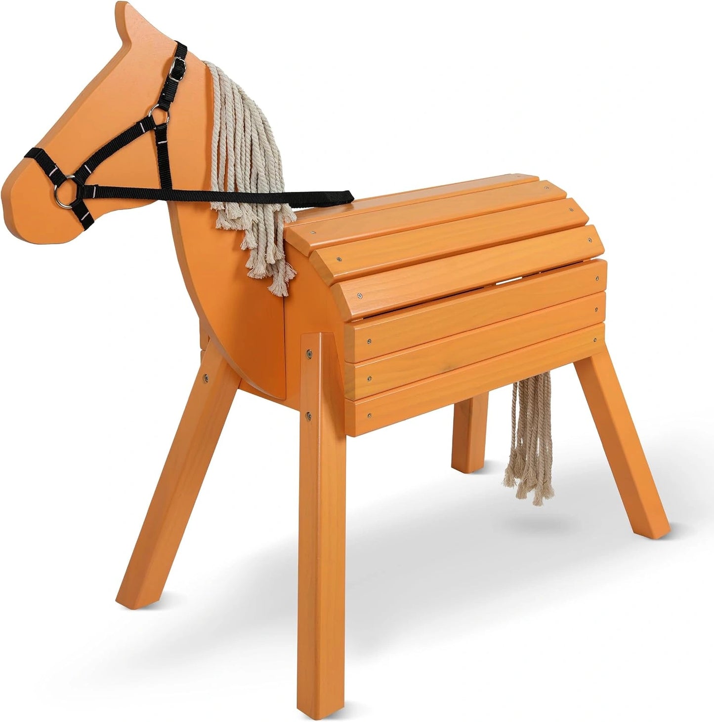 Pink Papaya Cheval en Bois pour l'extérieur, avec Crinière et Queue, Cheval d'équitation XXL pour Enfants, pour le Jardin et l'Activité Physique