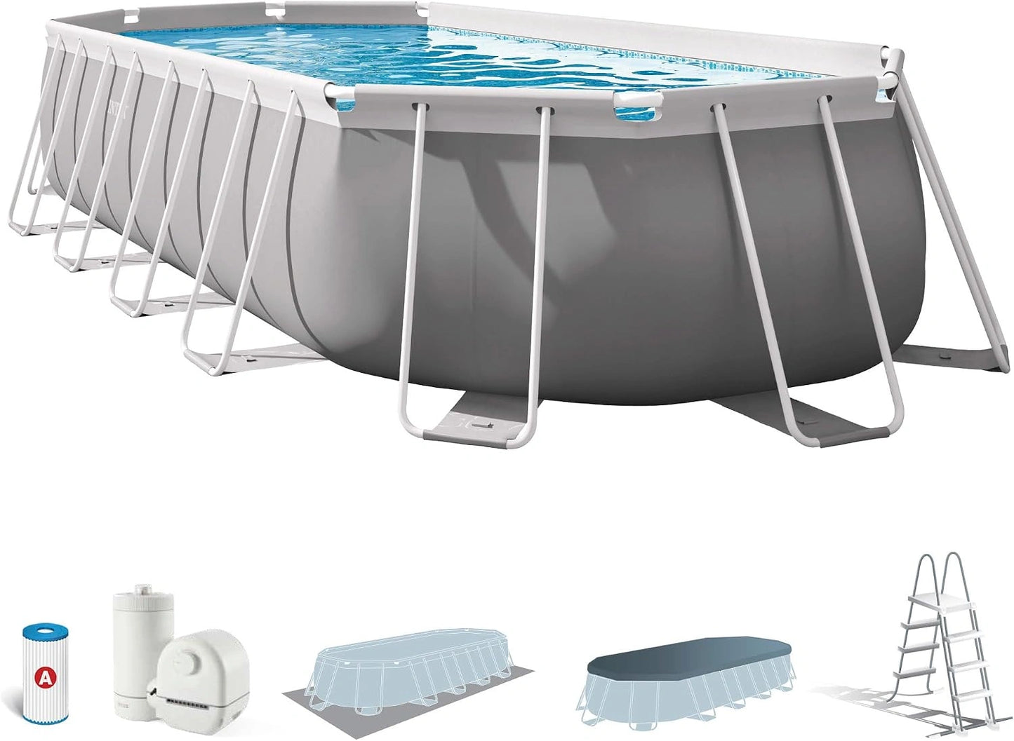 Intex kit Piscine Prism Frame Ovale Tubulaire (l) 6,10 x (l) 3,05 x (h) 1,22 m
