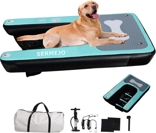 Chien Rampe Piscine Animaux Gonflable Ramp 150x100 cm Dog Pool Schwimminsel pour Hunde Catzen jusqu'à 100 kg Seen Fluss