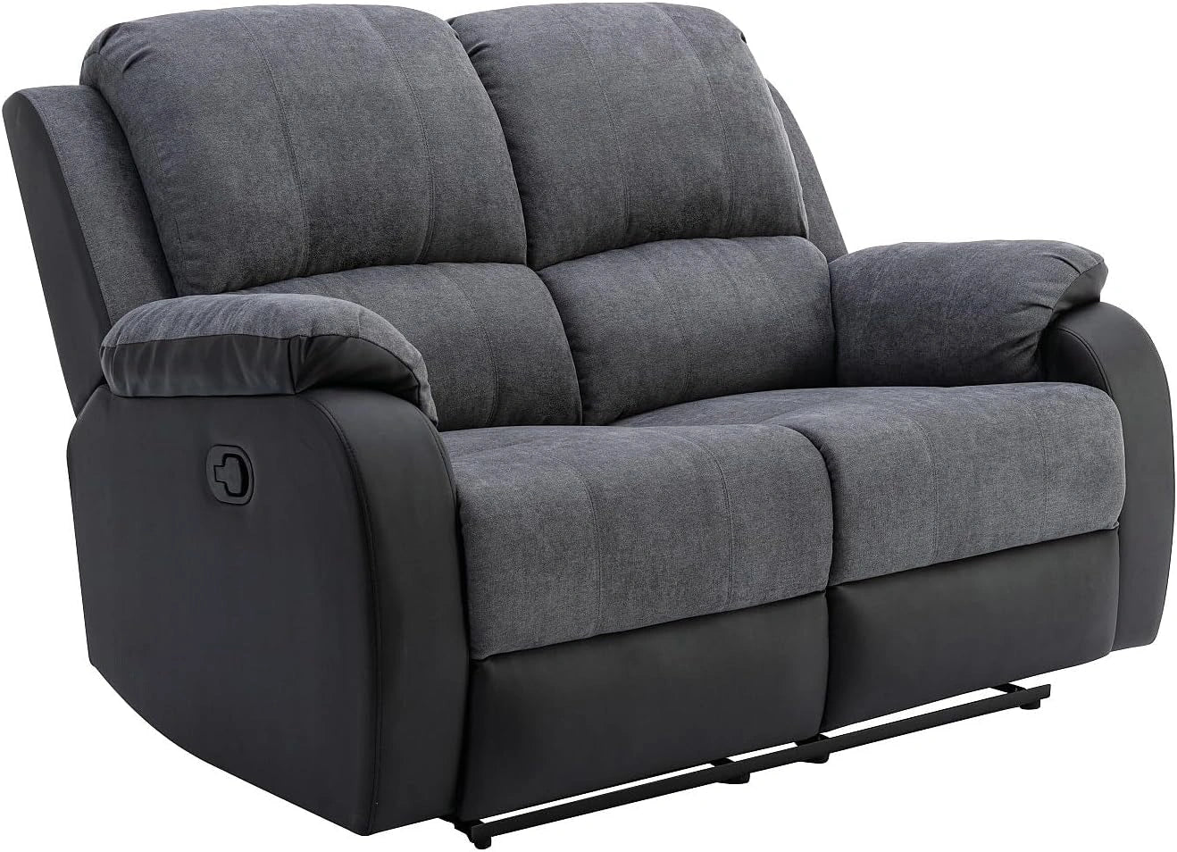 Vente-unique - Canapé 2 Places Relax en Microfibre et Simili Gris et Noir Brody, 148 cm, 99 cm, 98 cm