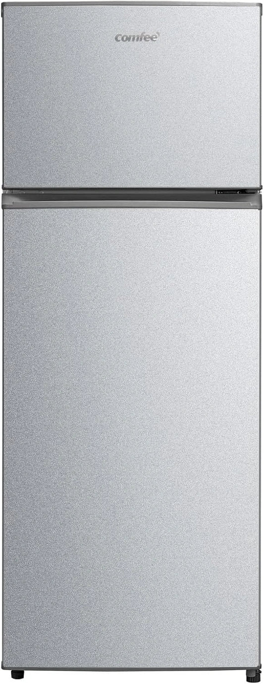 Réfrigérateur 2 portes 204 L, gris, classe énergétique E, froid statique, congélateur, 143 cm, 163 l, porte réversible