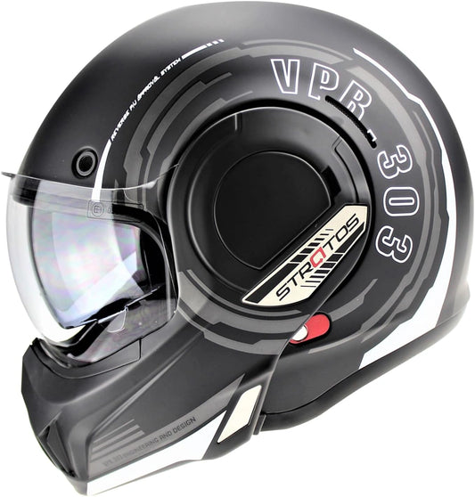 VPR F242 P/J Reverse Flip-Up Motorcycle Helmet - Double Visor Modular Jet Crash Helmet for Racing Sports Touring - Road Legal ECE22.05/22.06