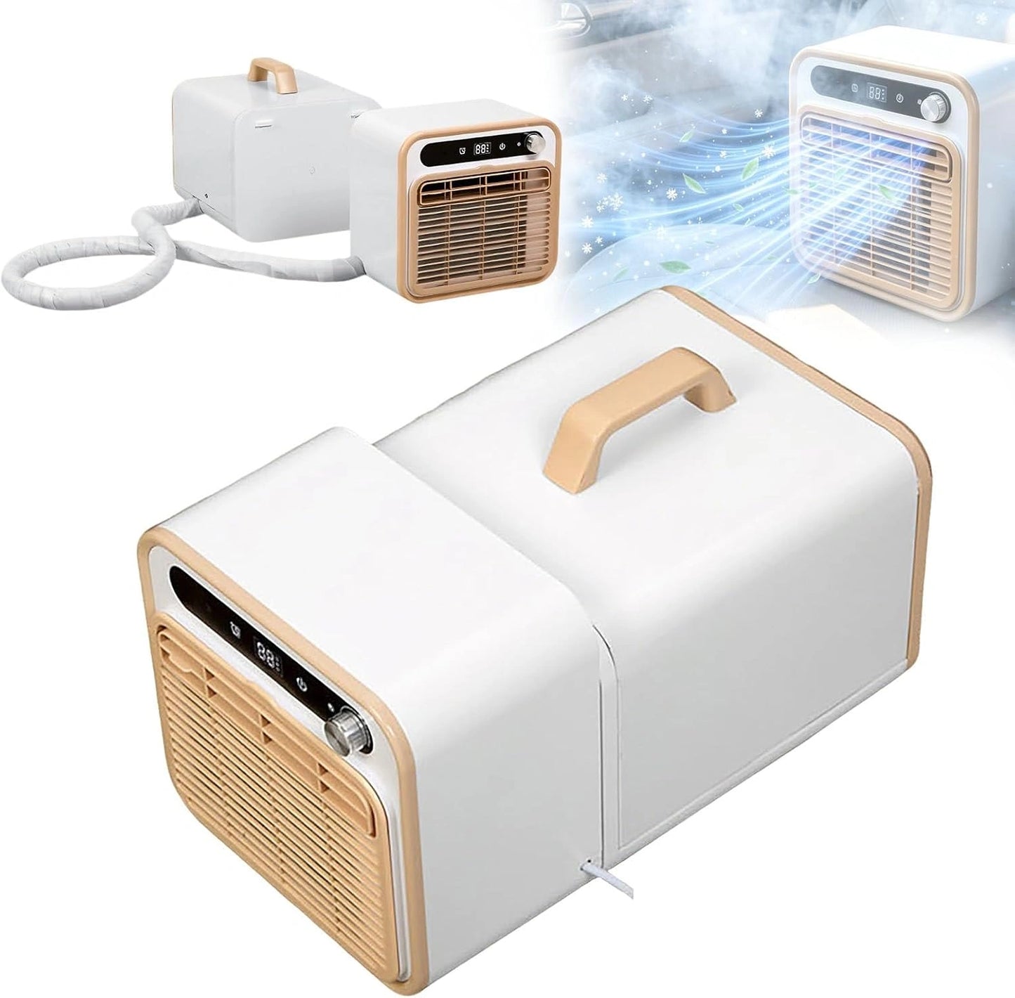 Climatiseur Portable Split, 5000 Btu Unité De Refroidissement 1 m, Silencieuse Et Intelligente Avec Commande Tactile et Minuterie De 12h, Tente