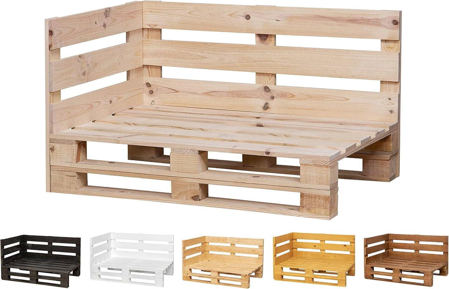 Canapé/Fauteuil en palettes Neuves poncées et brossées intérieur/extérieur pour Patio (100 x 60 cm, Finition Écru)