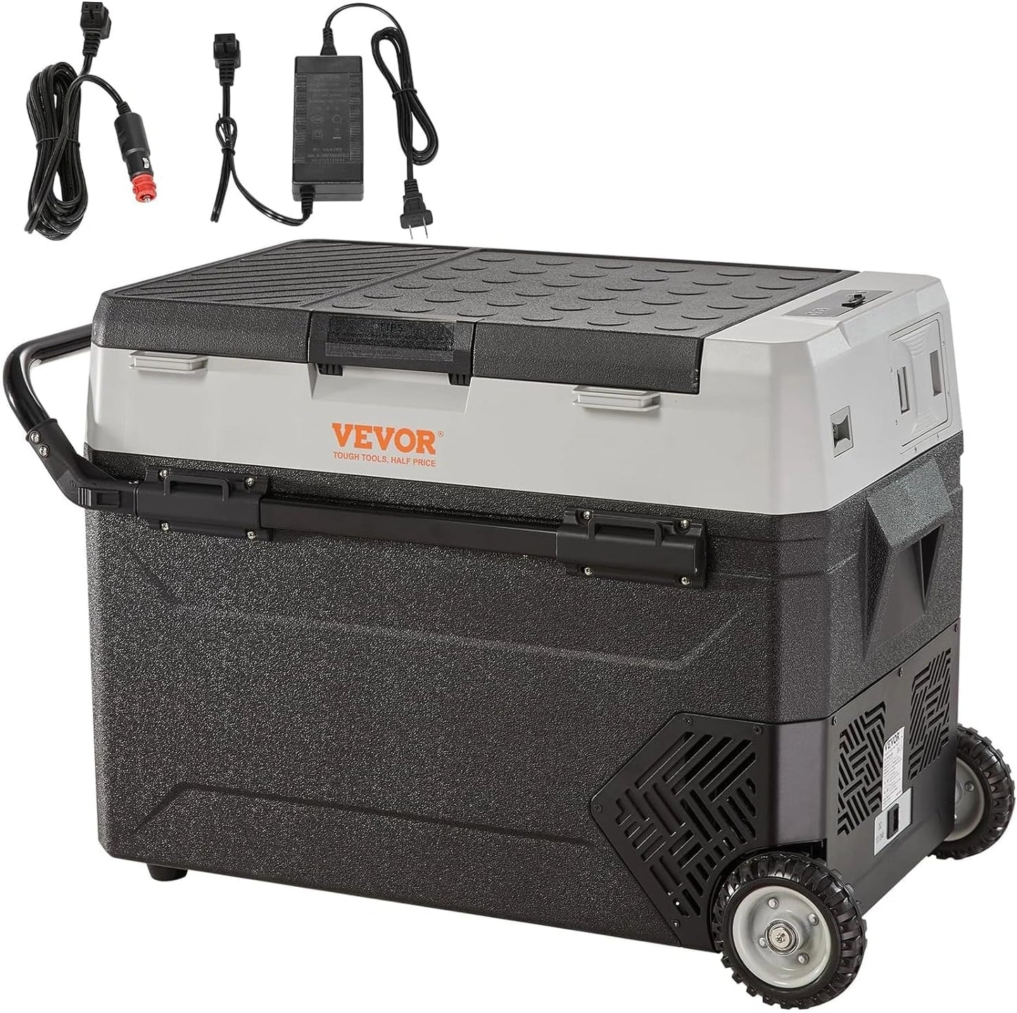 VEVOR Glacière électrique portable 53 L 12/24 V CC 100-240 V CA réfrigérateur de voiture Double Zone 0,6 kWh -20 °C à 10 °C Réglable Congélateur